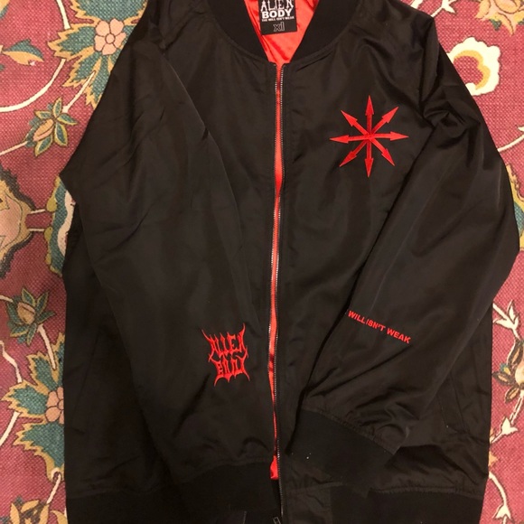ALIEN BODY BLACK SATIN RAW VISION JACKET SIZE XL - Picture 2 of 5
